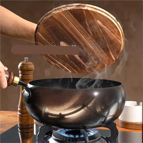 Wok de hierro sin recubrimiento grande, mango desmontable miniatura 4