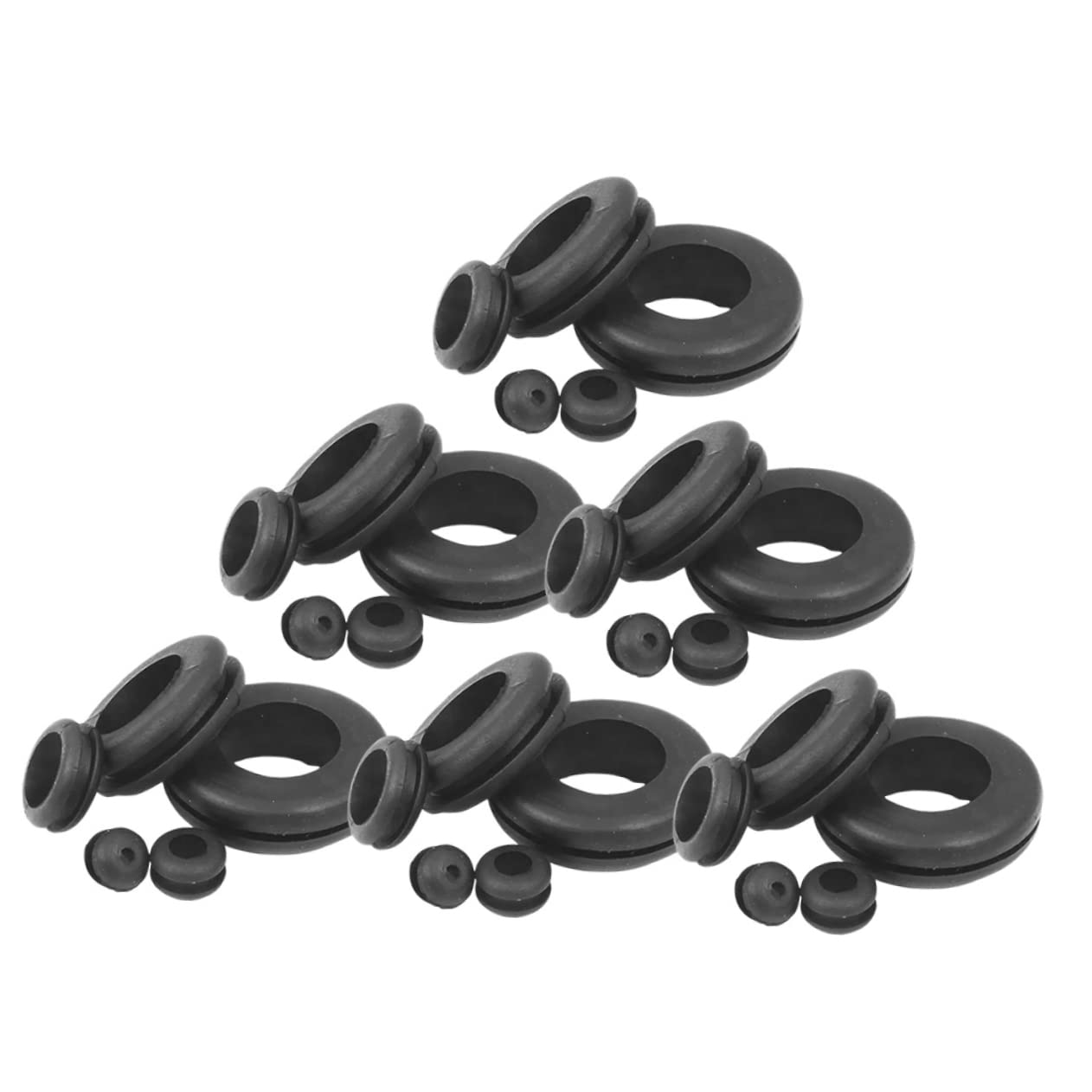 Lurrose 5 Set Gommino Filo Cavo Passacavi Per Fori Buco Kit Di Annegelli Tappo Passacavi in ​​gomma Tappo Del Foro Guida Di Gomma Germa Di Gomma Nero Gomma Da Cancellare 105 Pezzi*5