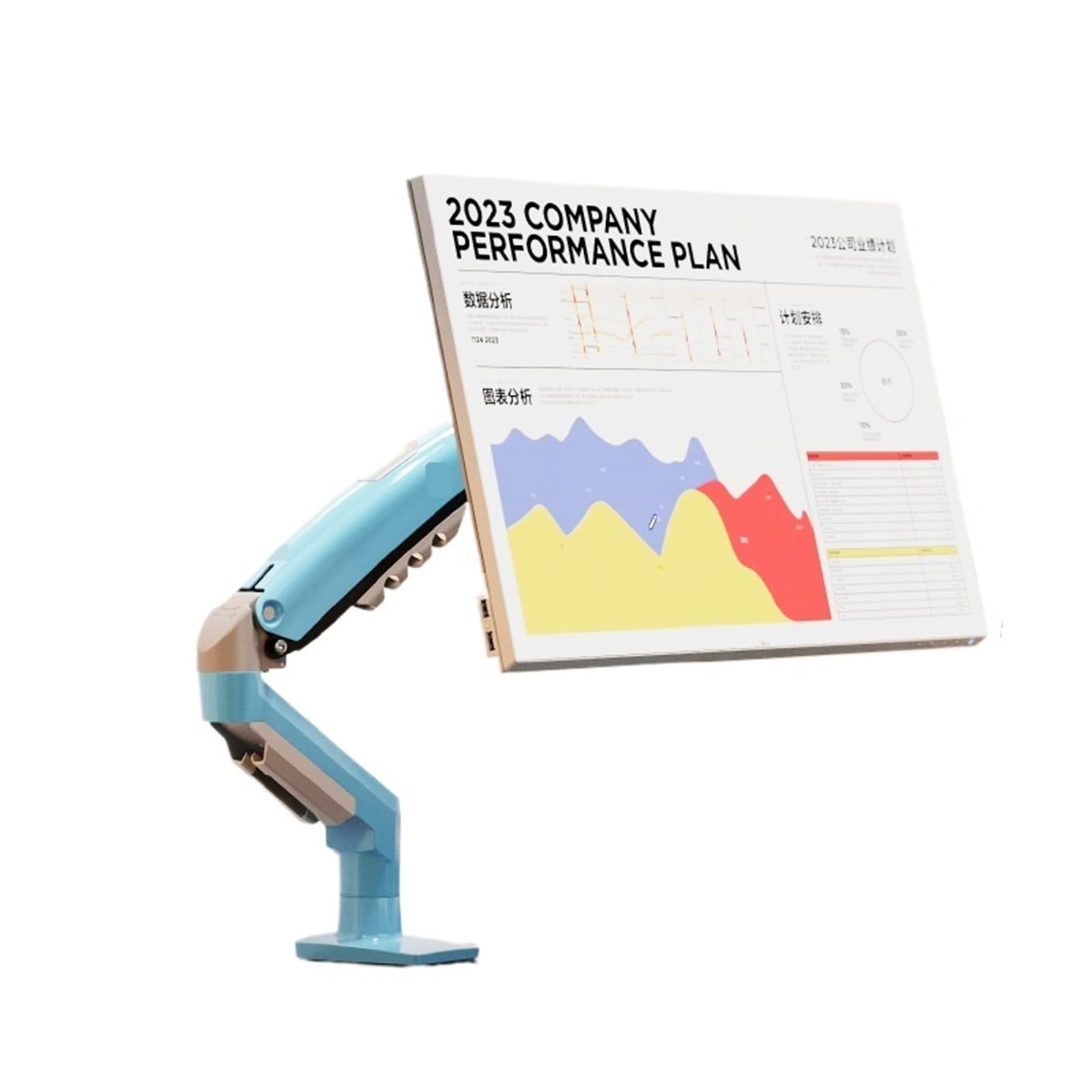 YLUPVT F80 monitor stand mechanical arm cantilever computer screen height increase lifting rotation stretching free punching(Bay blue)