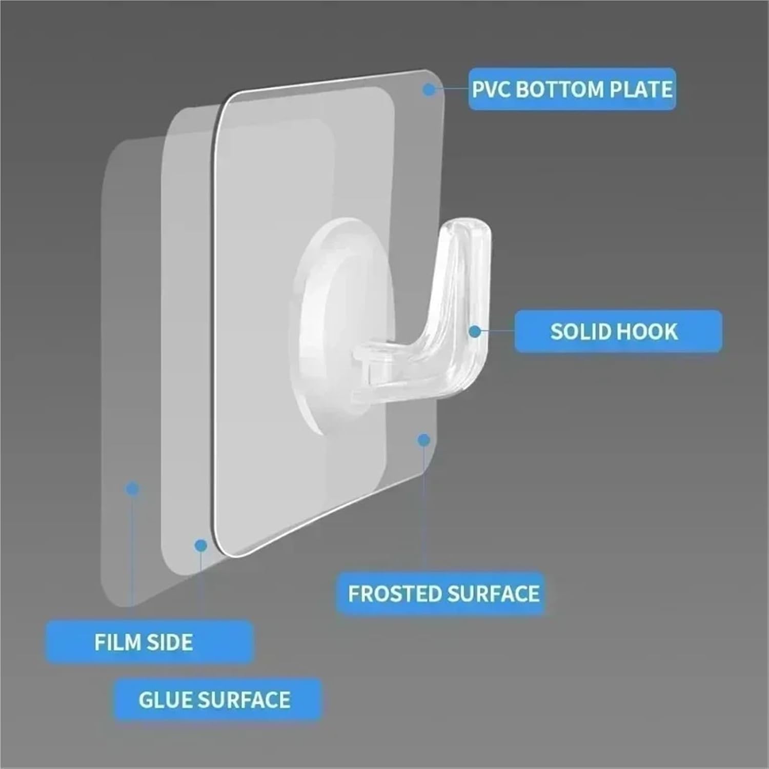 Ganchos autoadhesivos transparentes de PVC