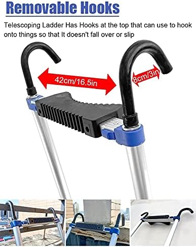 Aluminum Telescoping Extension Ladder with Detachable Hook, 19FT Folding Ladder for RV, Roof, Rooftop Tent, Attic - 330LB Capacity, Lightweight & Durable