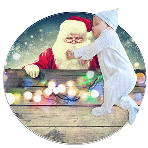 Tapis rond Père Noël de 1 m pour réchauffer la chambre d'enfant