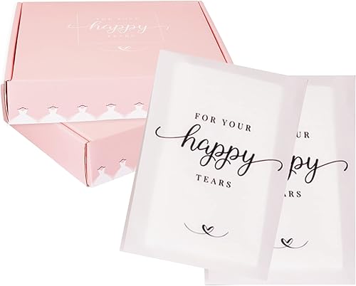 Paquetes de pañuelos de boda para invitados, juego de 20 unidades, para tus lágrimas felices, recuerdos de boda para invitados, papel esmerilado,