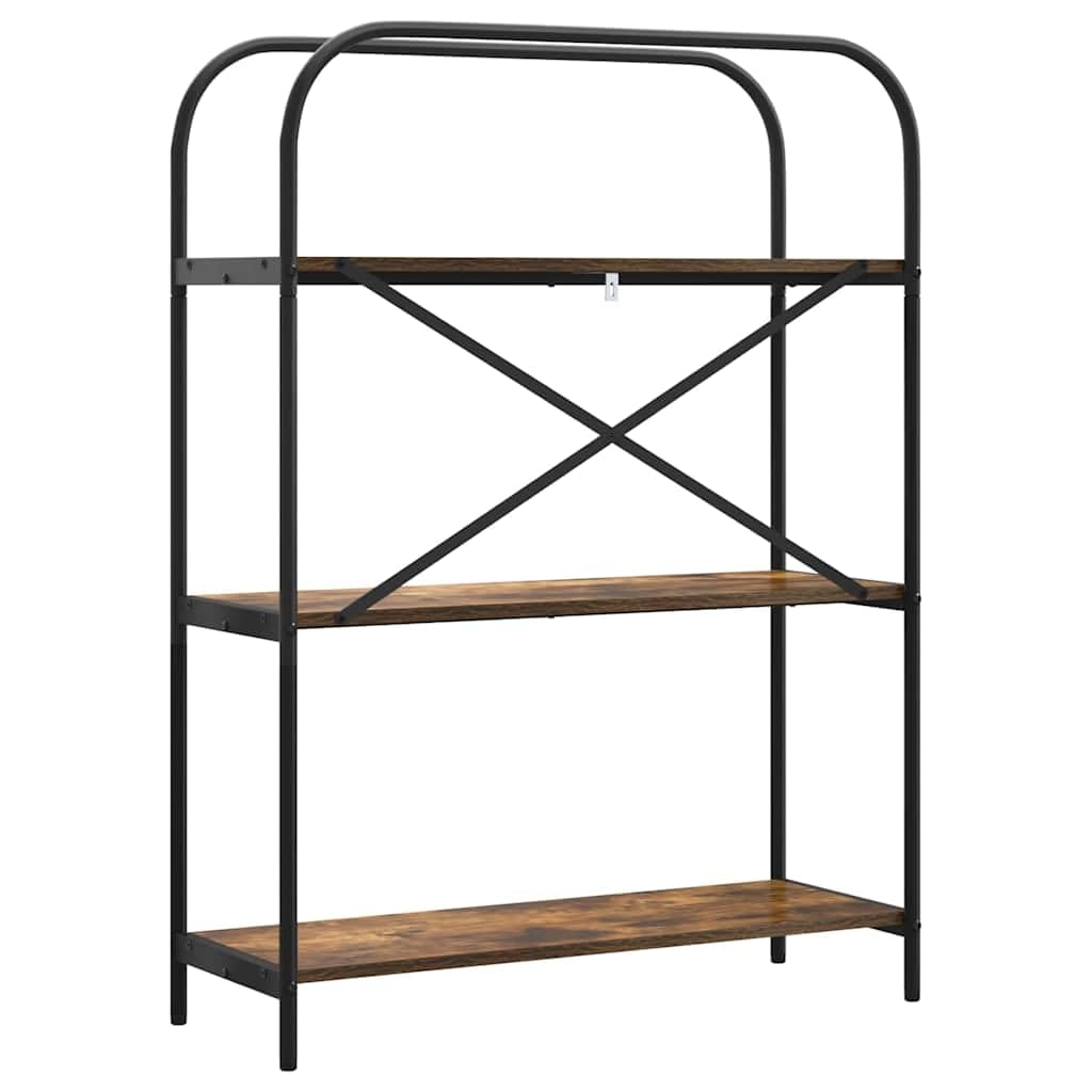 Libreria a 3 Ripiani 80x30x109 cm Legno Multistrato Rovere Fumé | Scaffale versatile per soggiorno e ufficio con gambe in acciaio nero e finitura rovere fumé dall'aspetto elegante.