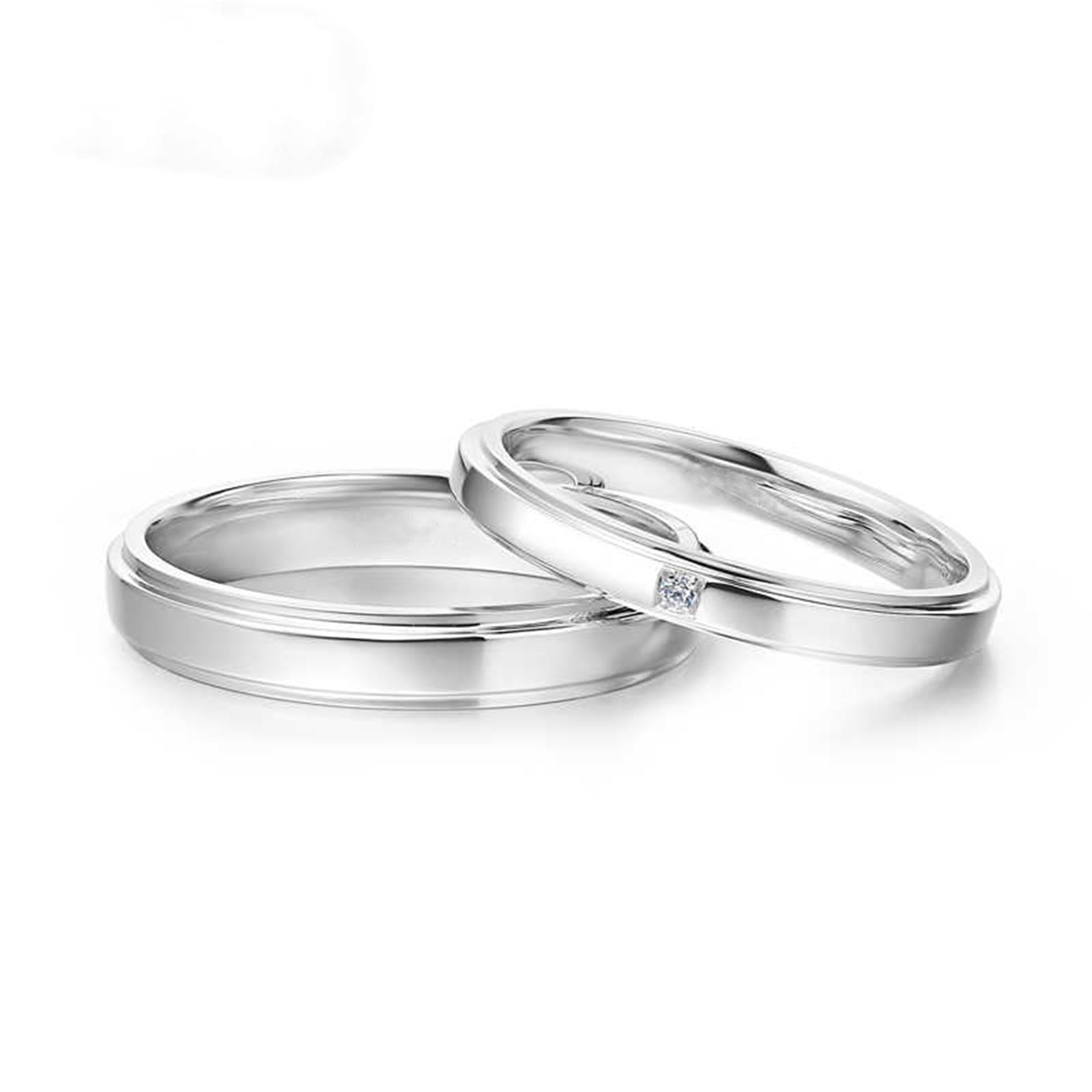 Pierścionek zaręczynowy damski, białe złoto, prawdziwe złoto próby 585, z diamentem, prosty pierścionek 2,5 mm, 14 K, dla kobiet, rozmiar 57 (18,1)