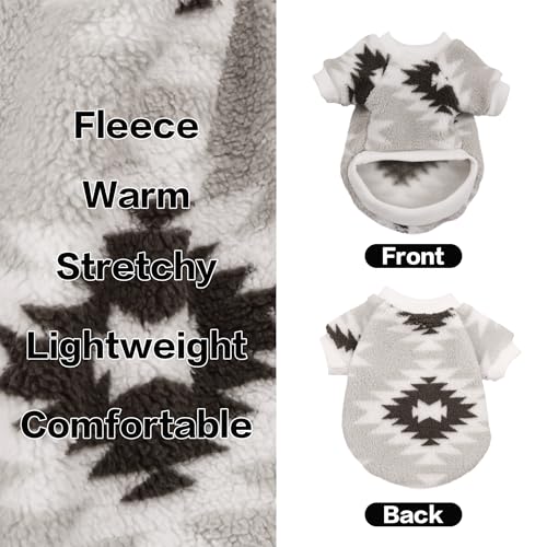 YAODHAOD Hund Pullover für kleine Hunde, Fleece Hund Pullover, Ethnische Stil Winterkleidung, Ultra weiche thermische Winter warme Welpen Sweatshirt (Weiß, S)