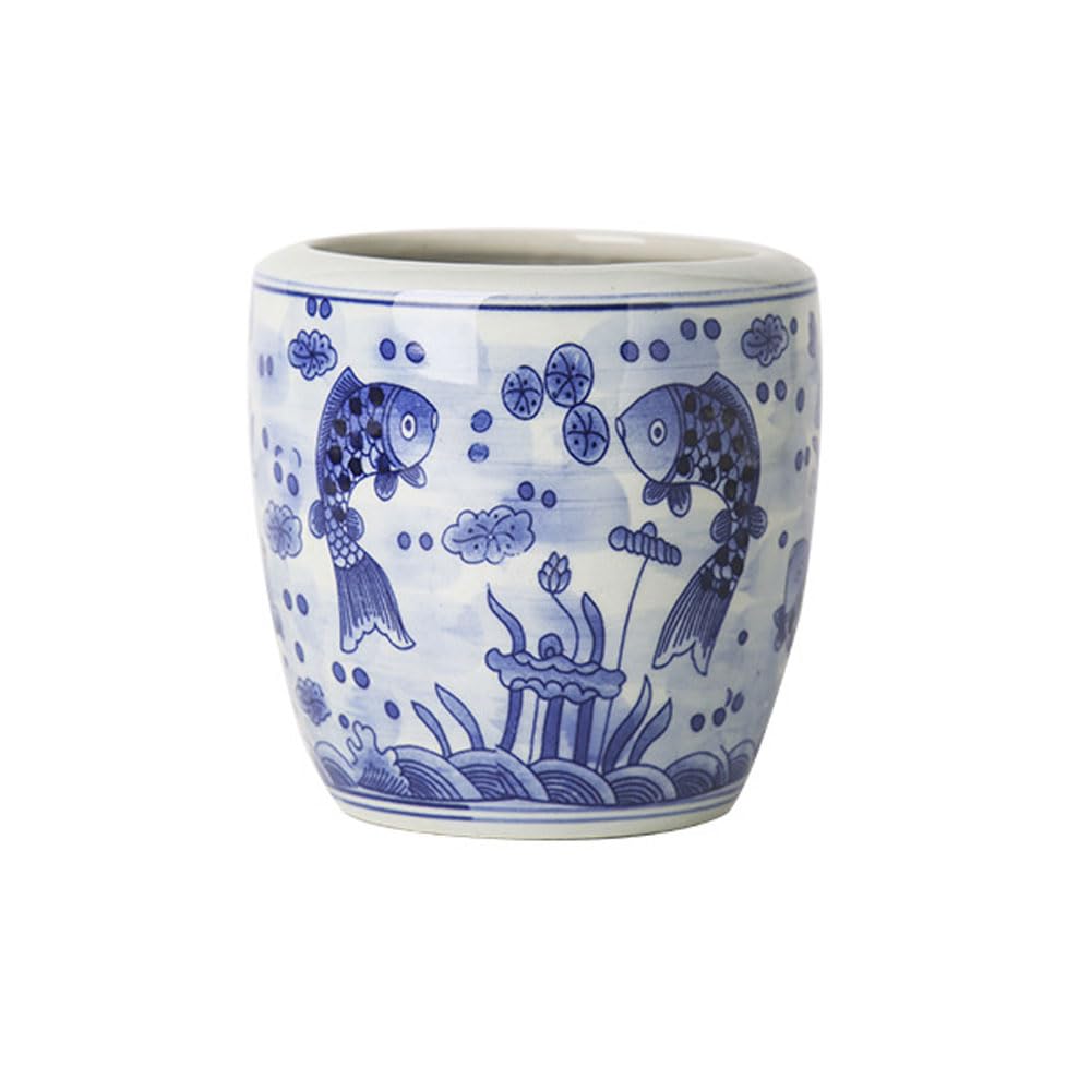 DFGHNBVC Chinoiserie Jingdezhen Blue And White Porcelain Plant Pots With Drainage Holes For Indoor And Outdoor Plants, Ceramic Flower Pots,13.8 * 13.5cm