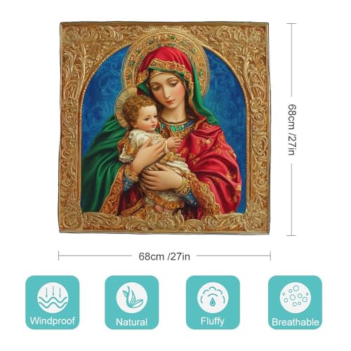 Mary Mother of Jesus Women Hair Scarf Square Silk Like Head Scarves Handkerchief Satin Neck Scarf2