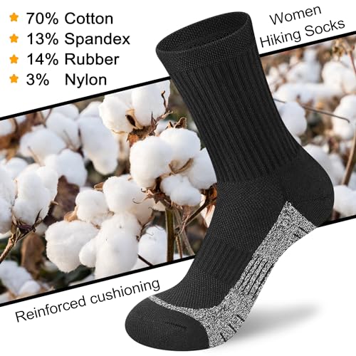 Image of Crew Socks Women Athletic Hiking Running Cushioned Compression Socks 3-5 Pairs