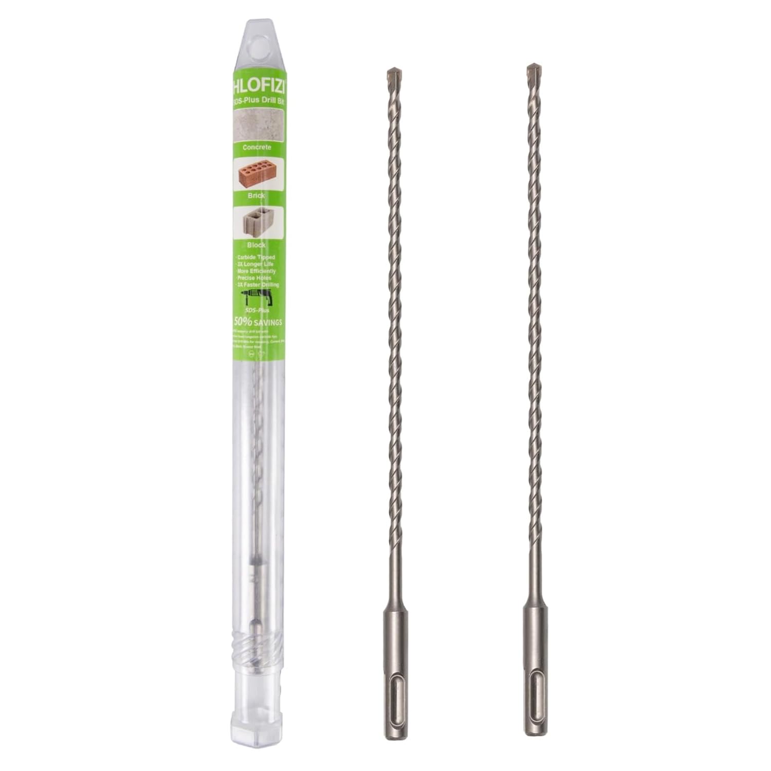 1/4" x 12" Masonry Drill Bits 1/4 Inch SDS Plus Hammer Concrete Drill Bits for Block, Brick, Stone, 2 Pack