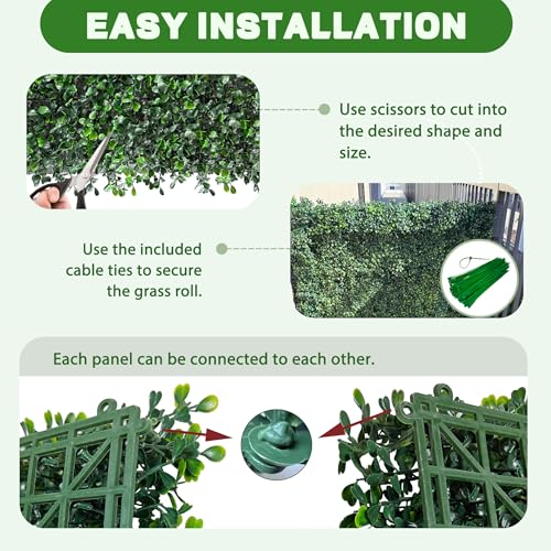 Image of ODTORY Artificial Hedge Privacy Fence Screen, 24X16 in 24P (64 sqft) | UV-Anti Boxwood Panel, Faux ivy Greenery Backdrop, Balcony /Garden /Backyard Fence Covering, Indoor Outdoor Green Plant Decor