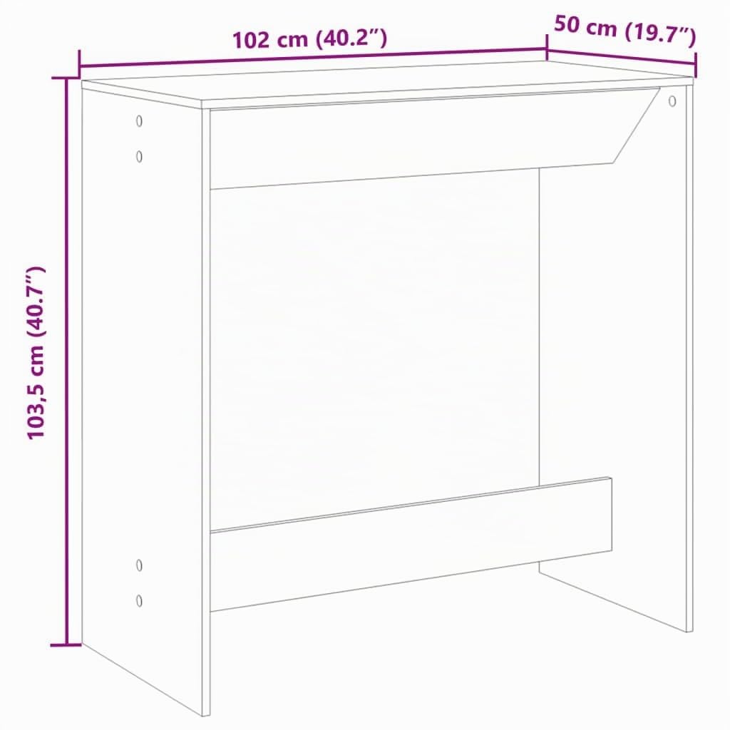vidaXL Tavolo da Bar Bianco 102x50x103,5 cm in Legno Multistrato