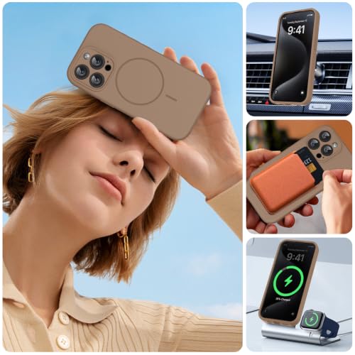 Image of Miracase Silicone & Magnetic for iPhone 15 Pro Max Case, Chocolate