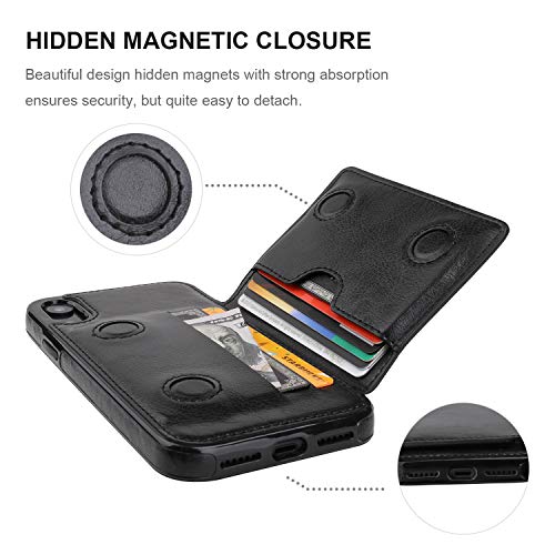 Kihuwey Iphone Xr Wallet Case Credit Card Holder, Premium Leather Kickstand Durable Shockproof Protective Cover Iphone Xr 6.1 Inch(Black) #TOP6