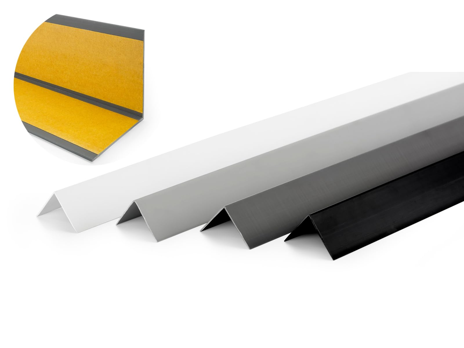 QUEST Cornière PVC Rigide Autoadhésive – Baguette d’Angle de Protection en PVC Dur pour Mur et Rebord – Profilé de Coin – 40x40mm, 200cm, noir