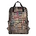 MALPLENA Rucksack Vintage Bücherregal Casual Schultertasche