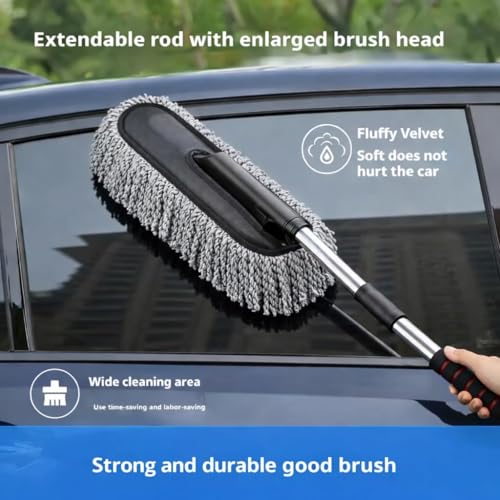 Image of Flexible Car Duster, Microfiber Flexible Car Duster Car Wash| Dry /Wet Home, Kitchen, BZ Office Cleaning Brush with Expandable Handle (Combo)