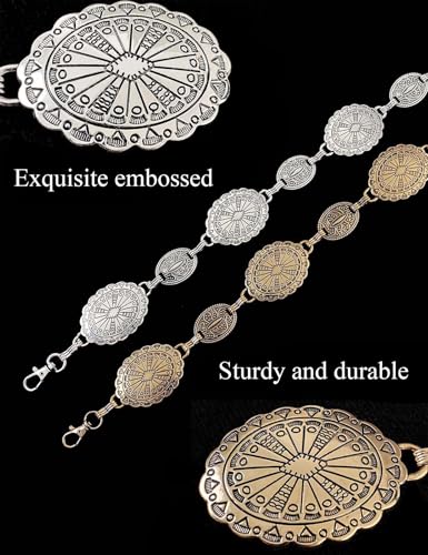 TOPACC Western Metal Concho Belt for Women Cowgirl Chain Belts for Dresses Jeans Country Concert Outfit2