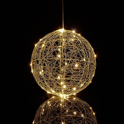 Relaxdays LED Dekokugel, batteriebetrieben, Drahtkugel, Hängen &...