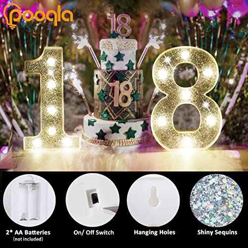 Image of Pooqla Marquee Light up Numbers, Lighted Numbers for 6th Birthday Decorations, Night Light Battery Powered for Silver Party Decorations, Gift for Boys Girls Christmas Wedding Home Room Decoration