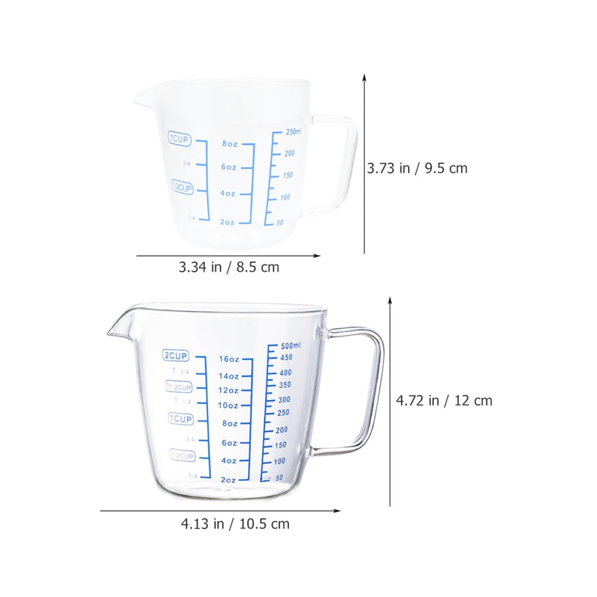 jojofuny Tazas Medidoras de y Resistencia al Desgaste Juego de 2 de 250ml y 500ml Medición Clara para Cocina y Restaurante