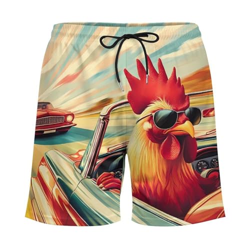 Pantalones cortos de playa para hombre Rooster Driving con bolsillos comodos 5