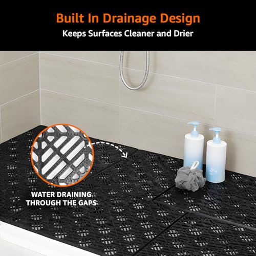 Image of Amazon Basics Interlocking Floor Tiles - Non-Slip Modular Design for Indoor and Outdoor Use, and Clean