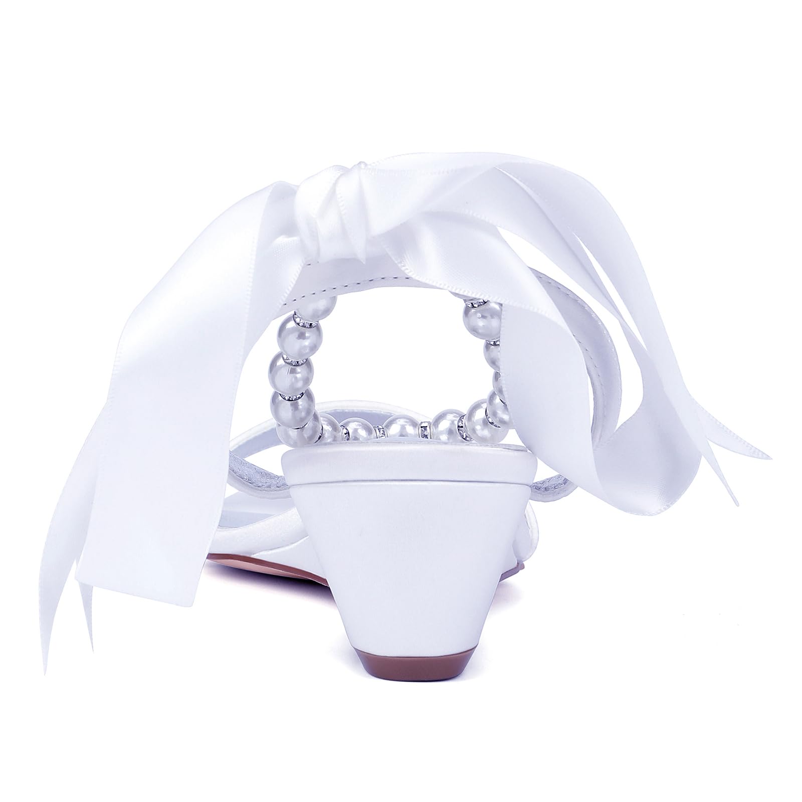 Damas Sandalias Perla Tobillo Zapatos Novias Honor Abierta Detacón Cuña Bodas 4Cm