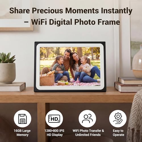 Image of Uhale Digital Picture Frame 10.1 Inch HD WiFi Digital Photo Frame 1280x800 IPS Touch Screen with 16GB Storage,Digital Frame Send Photos and Videos via Free apps-Women Men Anniversary Birthday Gifts