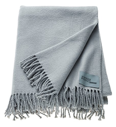 Schöner Wohnen Kollektion Tagesdecke 140x200 Baumwolle Mischung • unifarbene Kuscheldecke Basics • Sofadecke Hellgrau
