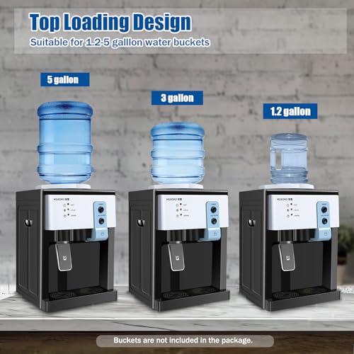 Top Loading Water Cooler Dispenser, Desktop Electric Hot and Cold Dispenser with 3 Temperature Settings, 5 Gallon Desktop Electric Hot Cold Water Dispenser?White?