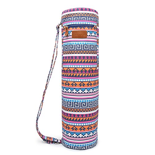 ELENTURE Canvas Yoga Mat Bag with Adjustable Strap & Pockets, Full-Zip Travel Gym Tote for Women & Men, Fits 1/4