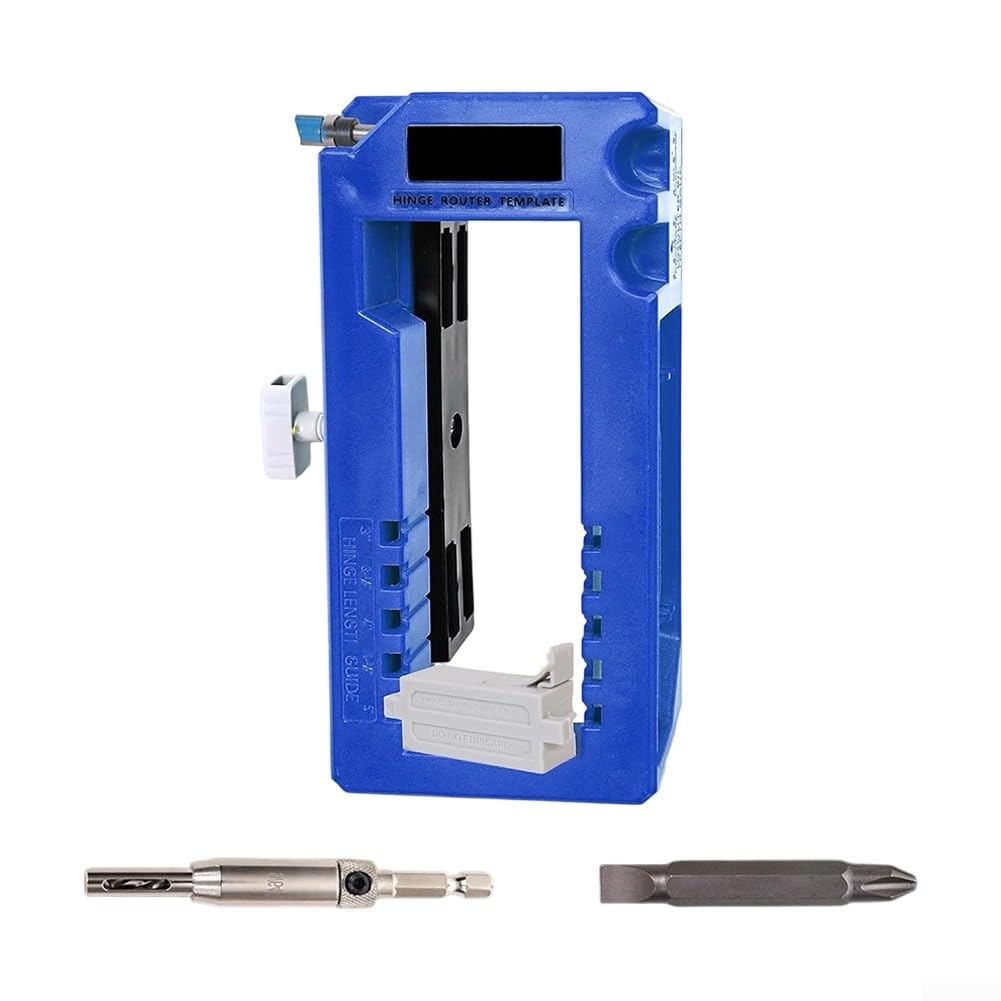 Besshepplo Aluminium Door Hinge Jig Kit 6061 Alloy Router Template for Accurate Mortise Cuts 2-1/2 to 5 Inch Compatible with Round and Square Corners up to 1-3/4 Inch Thick Doors wi(Blue)