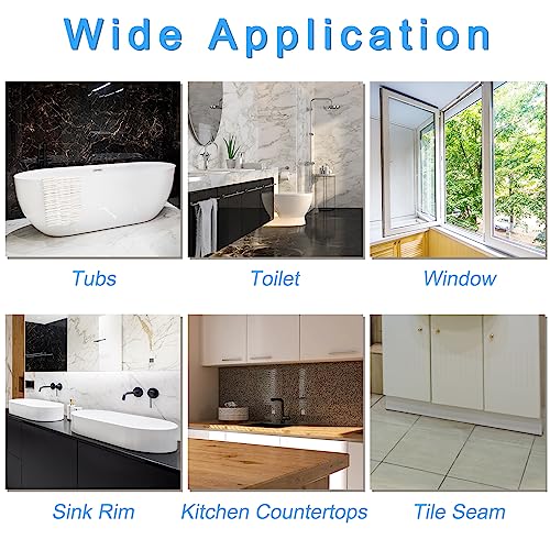 Image of uxcell Waterproof Seal Caulk Strip Tape Self Adhesive, 1pcs 10.5 Ft L x 1.5 inch W PVC Sealing Tape Caulking Tape for Kitchen Countertop, Bathroom, Toilet, Bathtub Floor Wall Corner, White