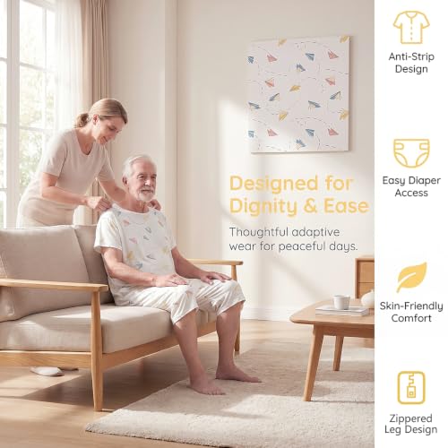 Image of Unisex Anti-Strip Adaptive Jumpsuit with Back-Zipper,One-piece Short-Sleeved Trousers,Suitable for Dementia Patient,Seniors,Alzheimer's Patients,Incontinence Care