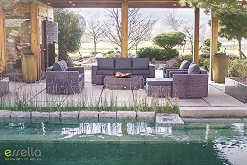 Preisvergleich Produktbild essella Polyrattan Garnitur Bahamas in Grau-Meliert Rundgeflecht