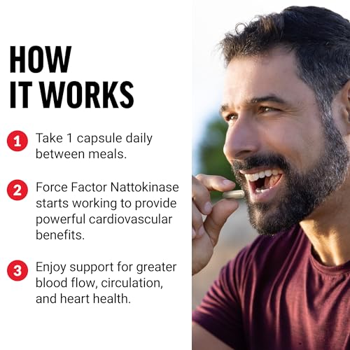 Image of Force Factor Nattokinase 2000 FU, Nattokinase Supplement for Heart Health and Blood Pressure Health, Blood Circulation Pills, Non-GMO, Vegan, No Gelatin, 90 Vegetable Capsules