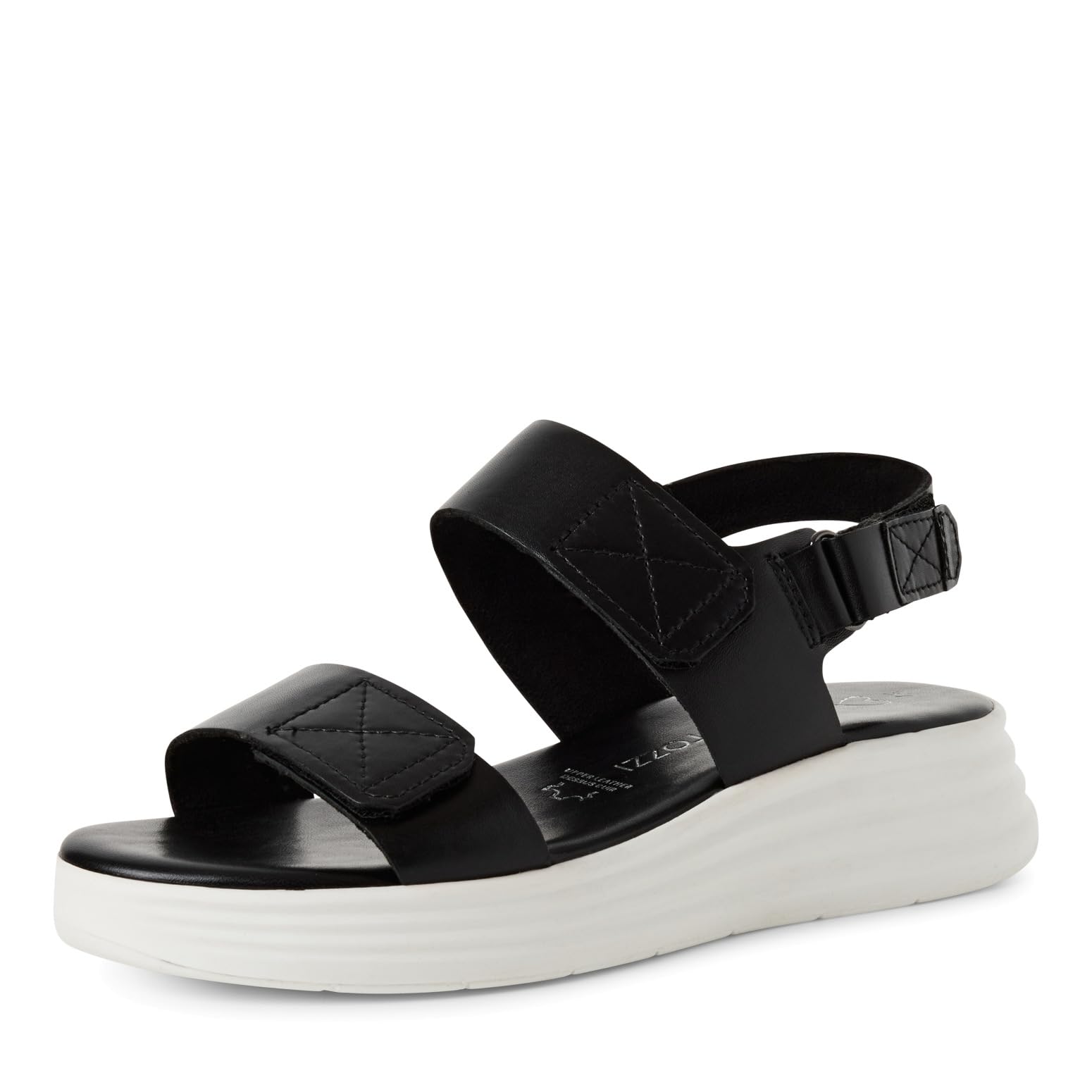 MARCO TOZZI Damen Sandalen flach aus Leder mit Klettverschluss