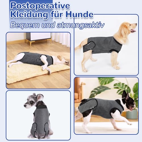Hundebody Nach Op, Atmungsaktiv Wundschutzanzüge für Hunde,Hund Kastration Hündin Rüde Body für Hunde Nach Op,Erholungsanzug Hunde Mit Klettverschluss,Hunde Einteiler für Hunde Kegel-Alternativen