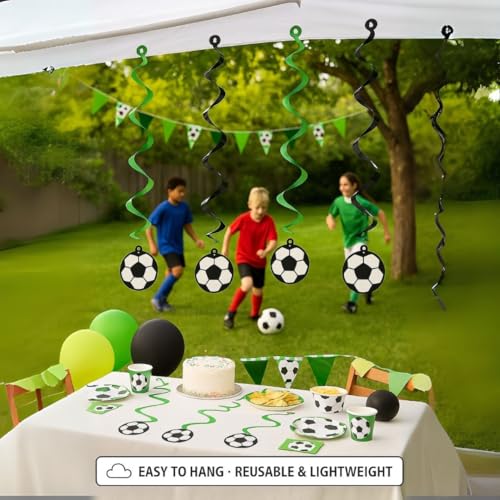 Image of Wanna Party Soccer Swirl Decorations 6ct for Soccer Theme Party Decorations /Football party Supplies /Soccer theme Birthday Party Decorations for boys, Multicolor (702810)