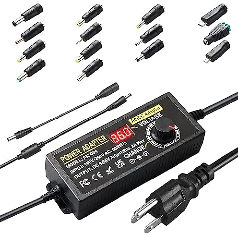 108W Universal Power Supply Adjustable 9V~36V DC Switching Adapter 100V-240V AC to DC Converter Transformer with LED Voltage Display,14 Tips & Polarity Converter,9V12V15V18V20V24V...36V Power Supply Cover