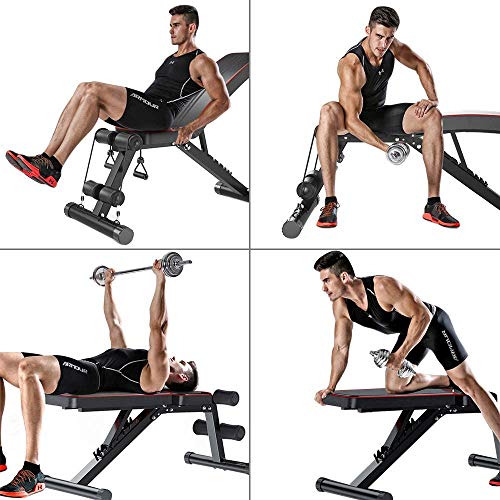 WEALLNERSSE Adjustable Bench,Utility Olympic Weight Bench for Full Body Workout Benchs- Multi-Purpose Strength Training Foldable incline/decline Bench Home Gym 2020 Version