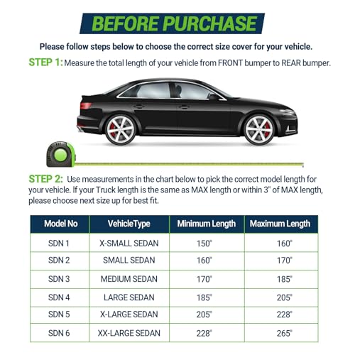 Image of Season Guard Ultimate Plus Car Cover,100% Waterproof Aluminium with Cotton Fleece and Breathable Fabric with Two Extra 19.6ft Windproof Tie Down Straps,Fits Cars up to 200 inch