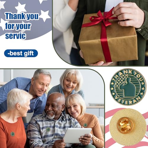 50 Pcs Veteran Label Pins, Military USA Patriotic American Flag Pins, Veterans Day Gifts for Men and Women, Gold Butterfly Clutch Back4