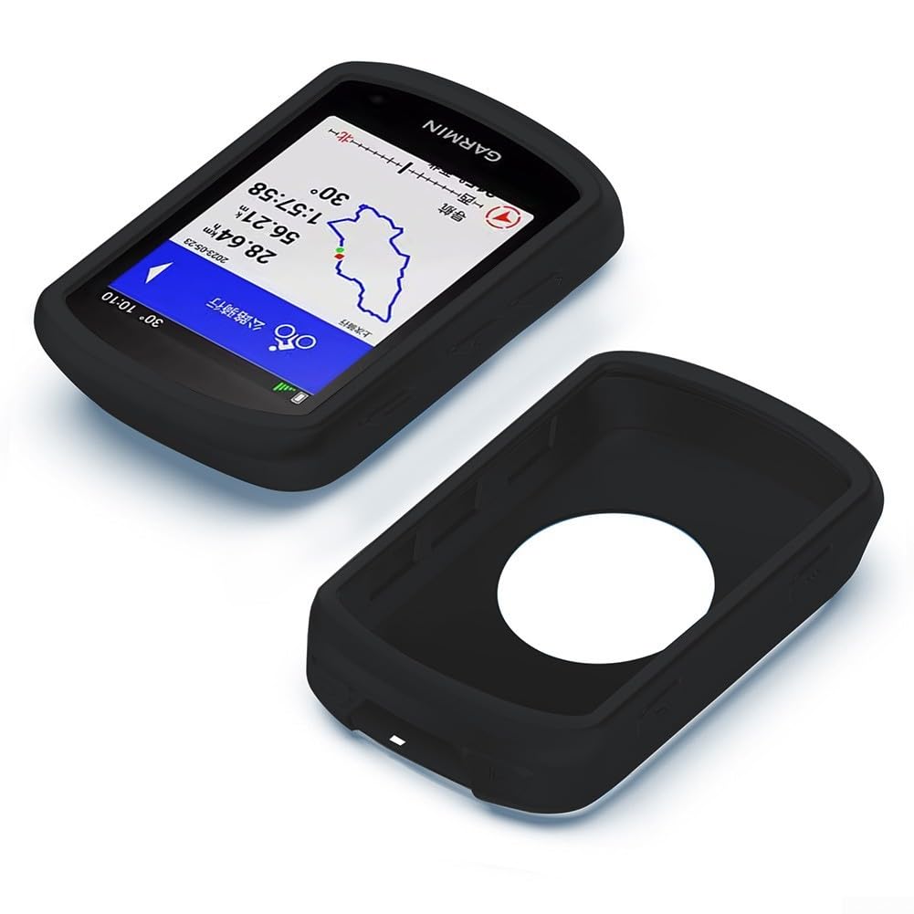 For Garmin Edge 540 and 840 bicycle computer silicone case with tempered protective film, stopwatch case designed for cycling device safeguarding (A)
