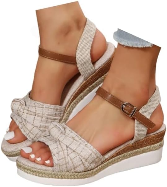 Women's Espadrille Wedge Platform Sandals Ankle Strap Open Toe Comfortable High Heel Cute Casual Dressy Summer Shoes for Ladies, Dressy Summer Beach Shoes
