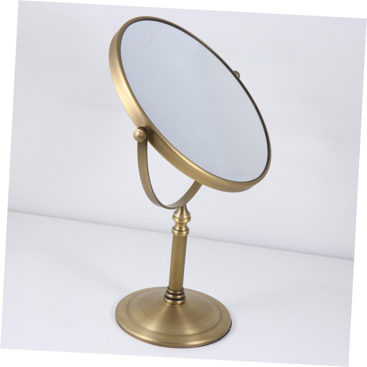 POPETPOP Espejo de Escritorio Doble Cara Aumento 7X 8 Pulgadas Marco de Metal Resistente Base Antideslizante para Mujeres Maquillaje y Cuidado Personal