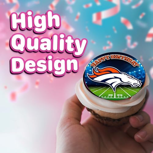 30 x Edible Cupcake Toppers – Denver Football Team Themed Collection of Edible Cake Decorations | Uncut Edible on Wafer Sheet - Image 4