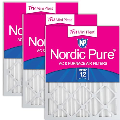 Image of Nordic Pure 20x25x1 (Actual Size: 19 1 /2 x 24 1 /2 x 3 /4) Tru Mini Pleat MERV 12 AC Furnace Air Filters - 2.5X More Media for Longer-Lasting, High-Efficiency Filtration - 3 Pack