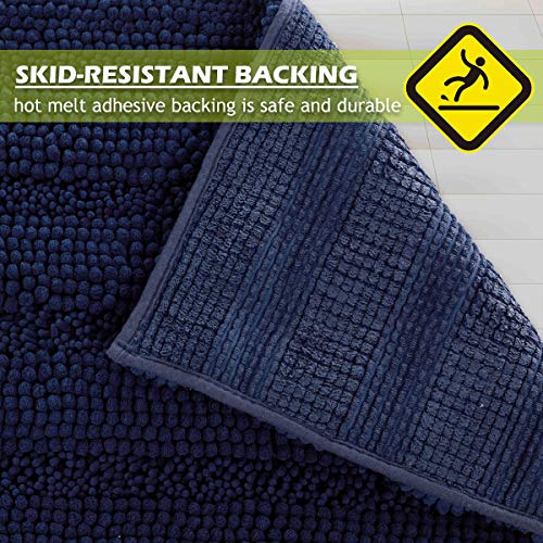 Small Bathroom Rugs - Non Skid Absorbent Kitchen Rugs And Mats Washable Microfiber For Bath Shower Indoor Outdoor Easy Wash Area Carpet, Navy Blue, 20" W X 32" L, 1 Piece #TOP3